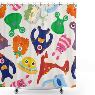 Personality  Seamless Monster Pattern Shower Curtains