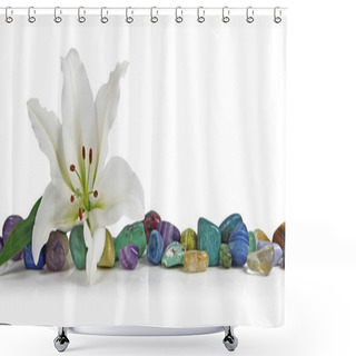 Personality  White Lily And Healing Crystal  Shower Curtains