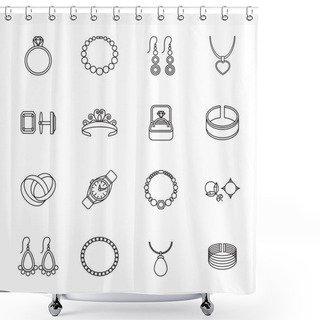 Personality  Jewelry Icon Outline Shower Curtains