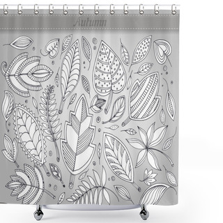 Personality  Vector Set Of Autumn Leafs Illustration Shower Curtains