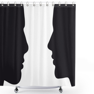 Personality  Simple Vector Image Of The Couple In Love. Isolated Over White Shower Curtains