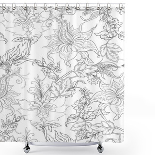 Personality  Fantasy Flowers In Retro, Vintage, Jacobean Embroidery Style Shower Curtains