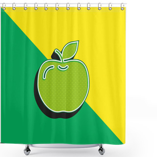 Personality  Apple Green And Yellow Modern 3d Vector Icon Logo Shower Curtains