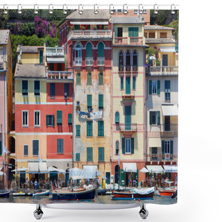Personality  Portofino Typical Beautiful Village With Colorful Houses In Italy Shower Curtains