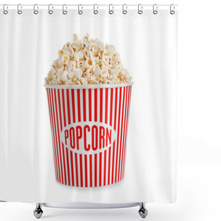 Personality  Delicious Popcorn In Paper Bucket Isolated On White Shower Curtains