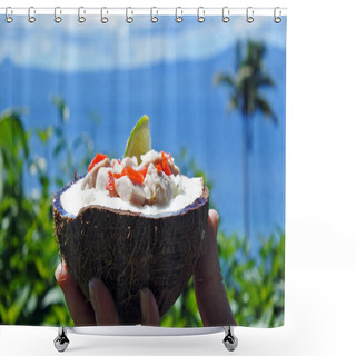 Personality  Fijian Food Kokoda  Against Tropical Island Landscape Shower Curtains