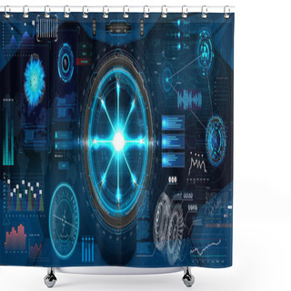 Personality  Futuristic Interface Hud Design For Business App Shower Curtains