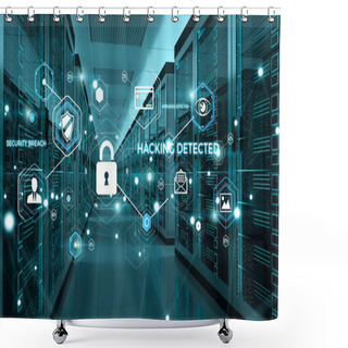 Personality  Firewall Activated On Server Room Data Center 3D Rendering Shower Curtains
