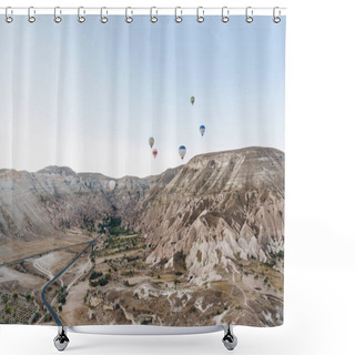Personality  Mountain Landscape With Hot Air Balloons, Cappadocia, Turkey Shower Curtains