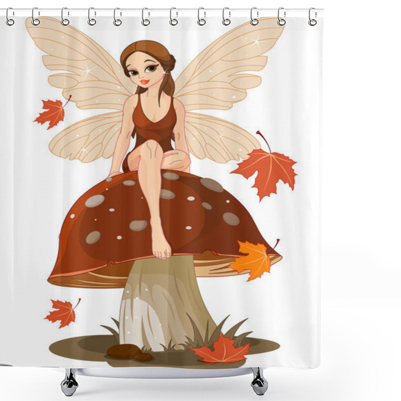 Personality  Autumn Fairy On The Mushroom Shower Curtains