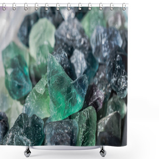 Personality  Fluorite Cabbing Rough Gems And Minerals Shower Curtains