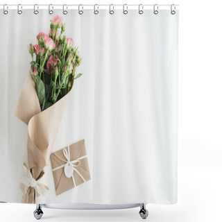 Personality  Pink Roses Bouquet And Envelope Shower Curtains