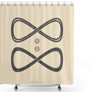 Personality  Two Different Grey Limitless Icons On Desert Yellow Background Shower Curtains