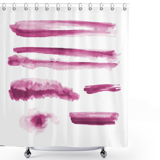 Personality  Pink Watercolor Shapes, Splotches, Stains, Paint Brush Strokes. Abstract Watercolor Texture Backgrounds Set. Isolated On White Background. Vector Illustration. Shower Curtains