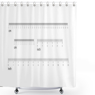 Personality  Rulers Set, Inches And Centimeters. Measuring Scale.  Shower Curtains