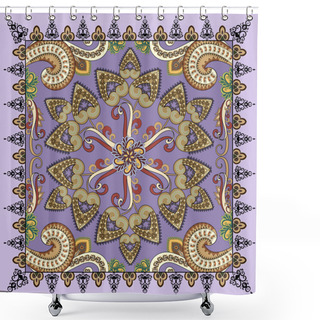 Personality  Bandanna With Colorful Paisley On A Purple Background Is Decorat Shower Curtains