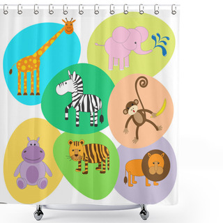 Personality  Vector Set Of Cute Animals Shower Curtains