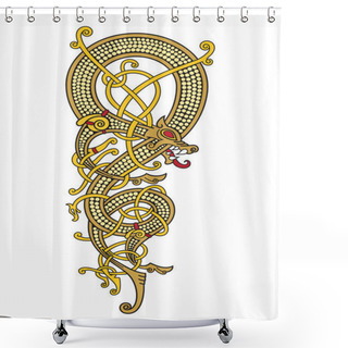 Personality  Celtic, Scandinavian Vintage Pattern Is In The Form Of A Twisted Dragon Shower Curtains