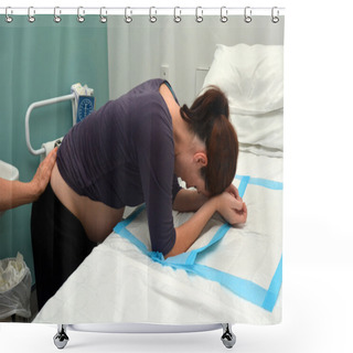Personality  Pregnant Woman Having Contraction Shower Curtains