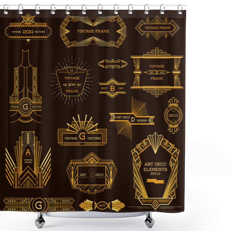 Personality  Art Deco Vintage Frames and Design Elements - in vector shower curtains