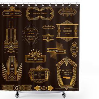 Personality  Art Deco Vintage Frames And Design Elements - In Vector Shower Curtains