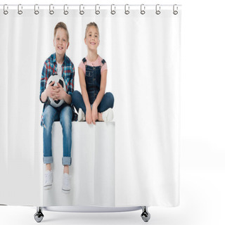 Personality  Kids With Soccer Ball Shower Curtains