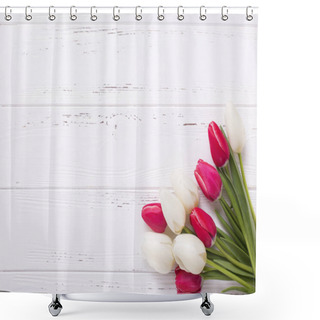 Personality  Bright Red And White Tulips Flowers Shower Curtains