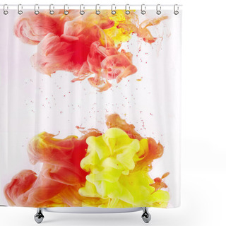 Personality  Wallpaper With Yellow And Red Paint Swirls, Isolated On White Shower Curtains