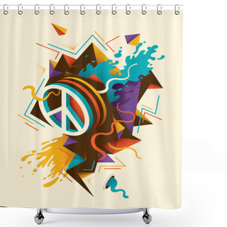 Personality  Abstract Illustration With Peace Symbol. Shower Curtains
