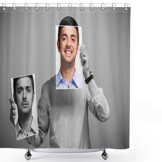 Personality  Man Changing His Mood Shower Curtains