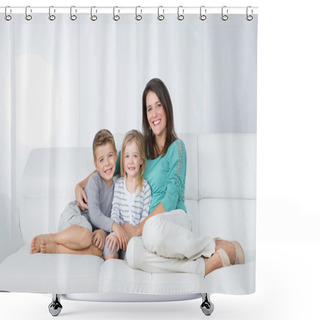Personality  Portrait Of Family On White Background Shower Curtains