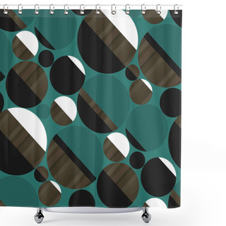 Personality  Green Circle And Disc Vintage 50s Seamless Pattern Shower Curtains