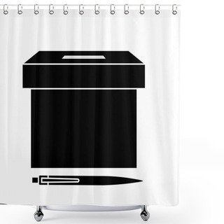 Personality  Silhouette Of Ballot Box With Pen Shower Curtains