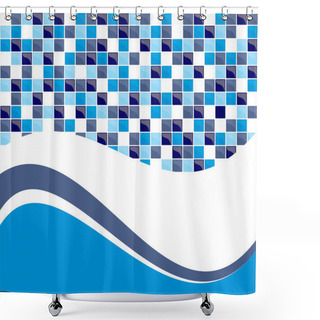 Personality  Blue Tile Background Shower Curtains