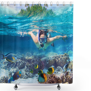 Personality  Snorkeling In The Tropical Water Shower Curtains