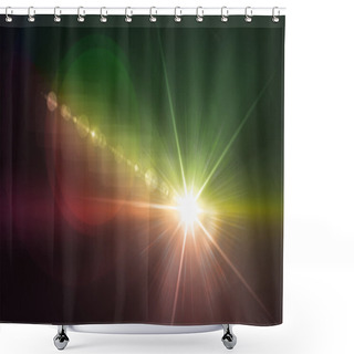 Personality  Camera Flash Single Flare Green And Yellow Shower Curtains