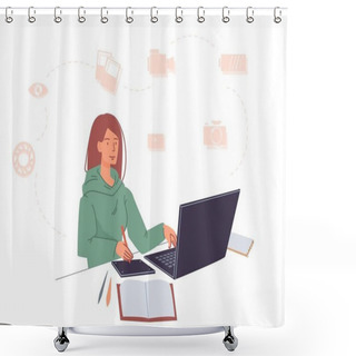 Personality  Remote Online Courses For Designer Photographer Shower Curtains