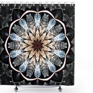 Personality  Dark Glittering Fractal Mandala, Digital Artwork For Creative Graphic Design Shower Curtains