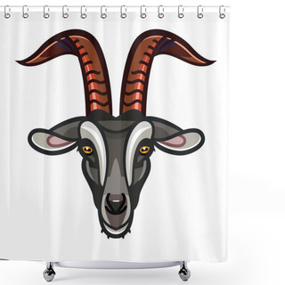 Personality  Goat Head Isolated On White Background Shower Curtains