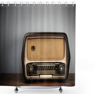 Personality  Antique Radio On Vintage Background Shower Curtains