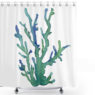 Personality  Watercolor Illustration Of The Coral Reefs On A White Background. Hand Drawn On Paper. Colorful Bright Corals Shower Curtains