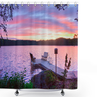Personality  Sunrise On Lake Shower Curtains