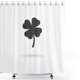 Personality  Dark Grey Icon Of Four Leaf (clover) On White Background With Sh Shower Curtains