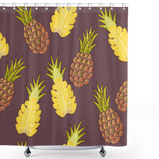 Personality  Seamless Pineapple Shower Curtains