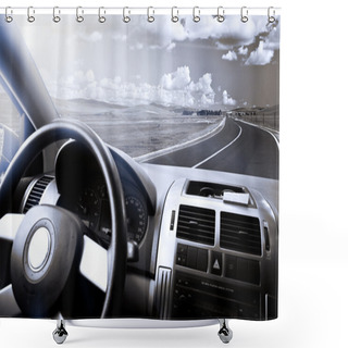 Personality  Car And Meadow Shower Curtains