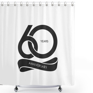 Personality  60  Years Black Anniversary Logo, Decorative Background Shower Curtains