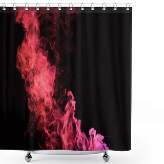 Personality  Pink Spiritual Smoky Swirl On Black Background With Copy Space Shower Curtains