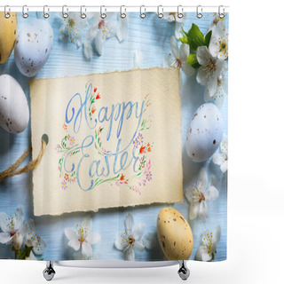 Personality  Happy Easter Background; Spring Flowers And Easter Eggs Shower Curtains