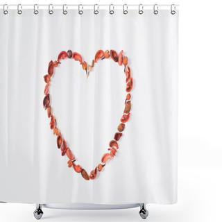Personality  Top View Of Heart From Dried Fruits Isolated On White  Shower Curtains