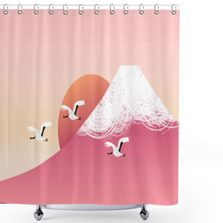 Personality  Mount Fuji Sunrise New Year's Card Background Shower Curtains